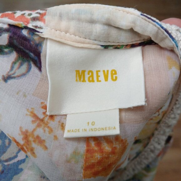 Anthropologie Maeve Abella Floral Pintuck Patchwork Blouse Size 10 - Picture 6 of 8